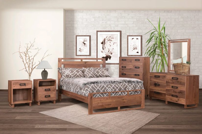 Odessa Knotty Walnut Collection - Customizable Amish Bedroom